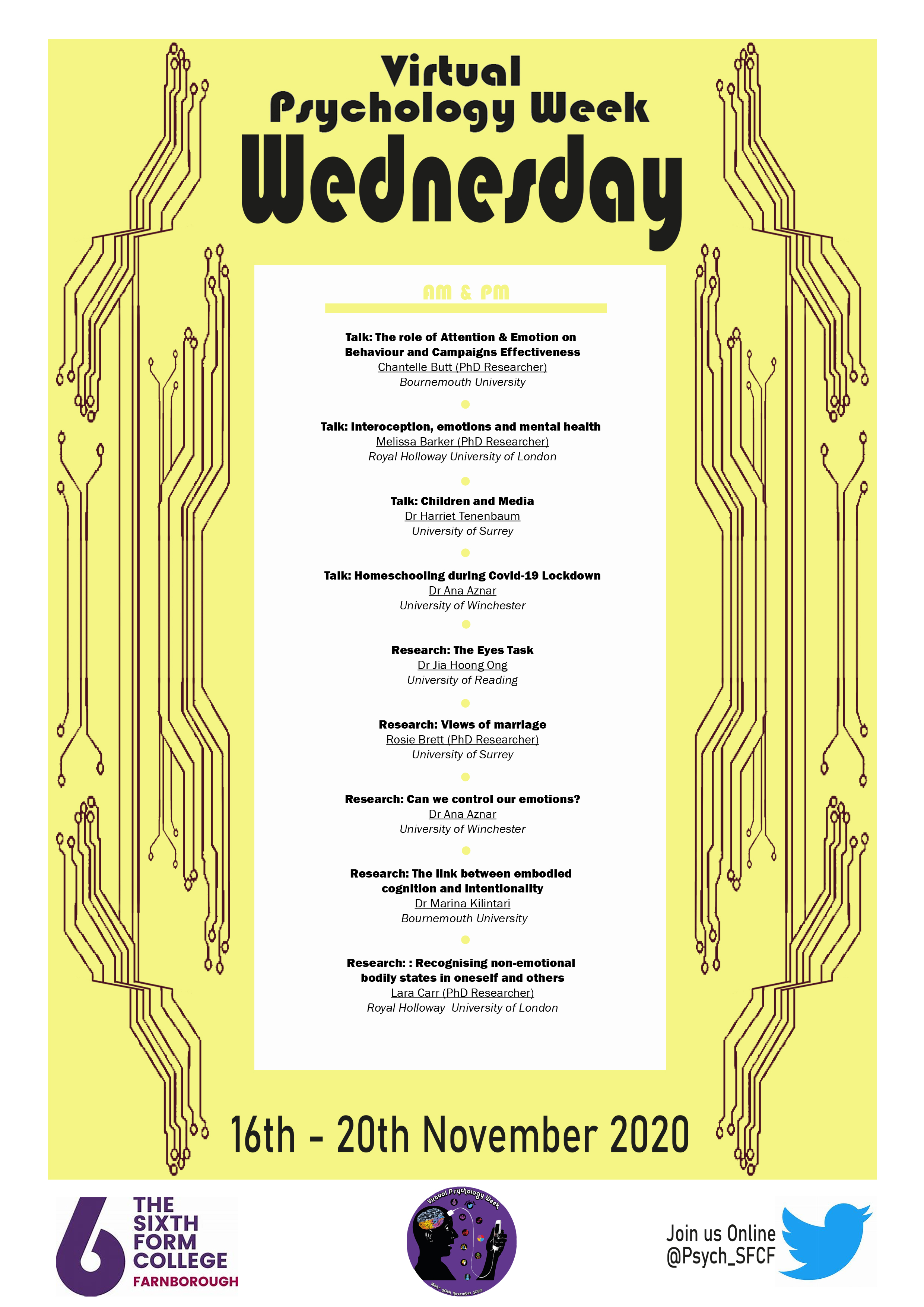 Virtual Psychology Week The Sixth Form College Farnborough